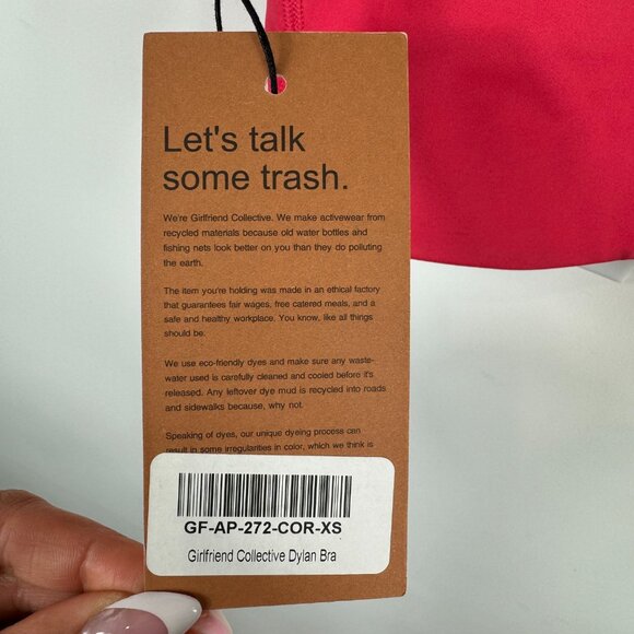 Girlfriend Collective Dylan Bra Cherry Pink Size XS NWT - Picture 8 of 8